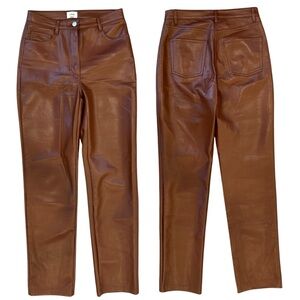 Aritzia “Melina” Cognac Tan Faux Vegan Leather High Waisted Pants Size 4